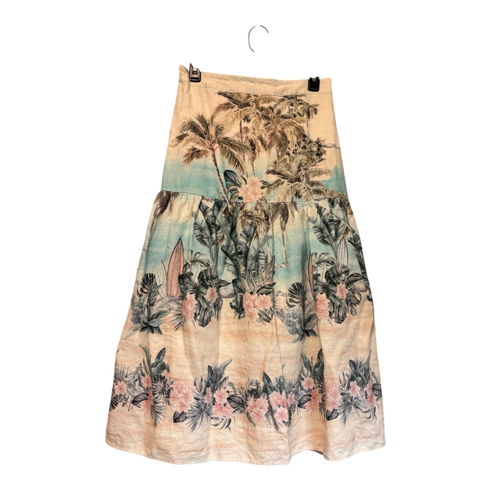 JOIE Hawaiian Tiered Linen Skirt – Size S (Small)